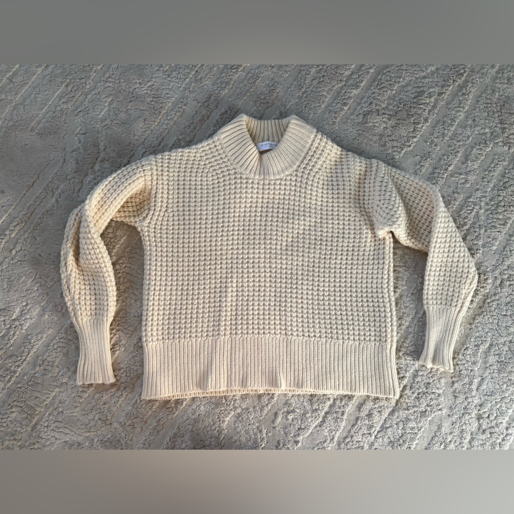 Everlane | Chunky Waffle Knit Mockneck Sweater | Ivory | S